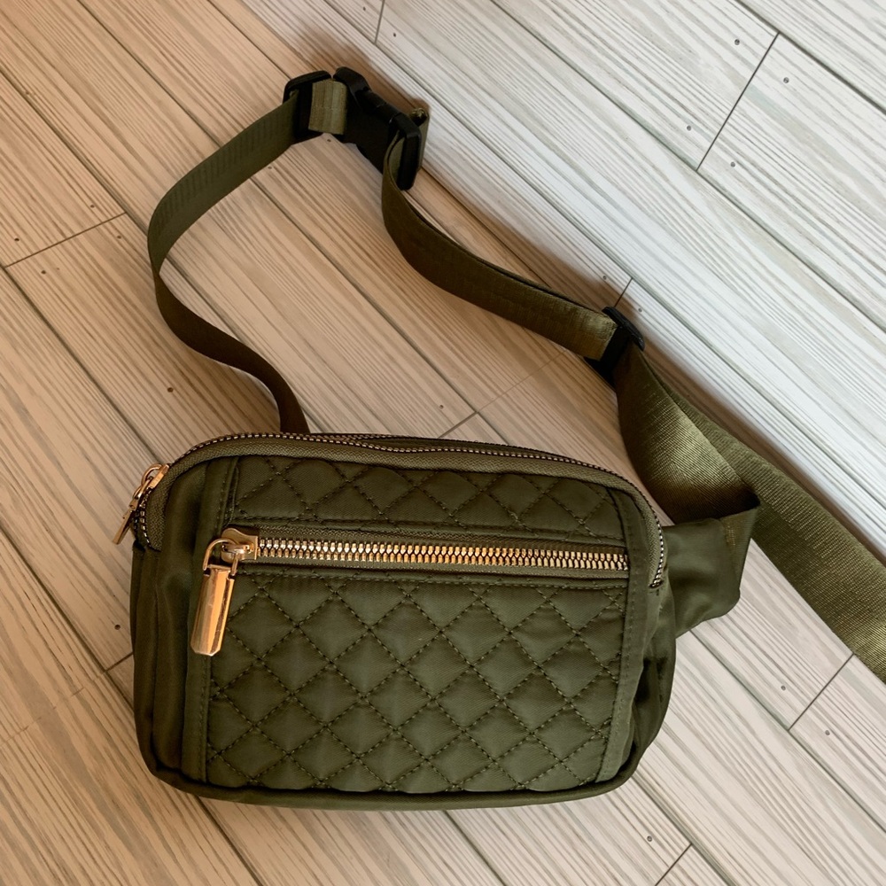 Quilted Olive Green Crossbody Belt Bag